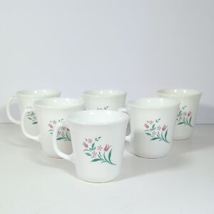 Corningware Vintage Rosemarie Pink Tulips Mugs Set Of 6